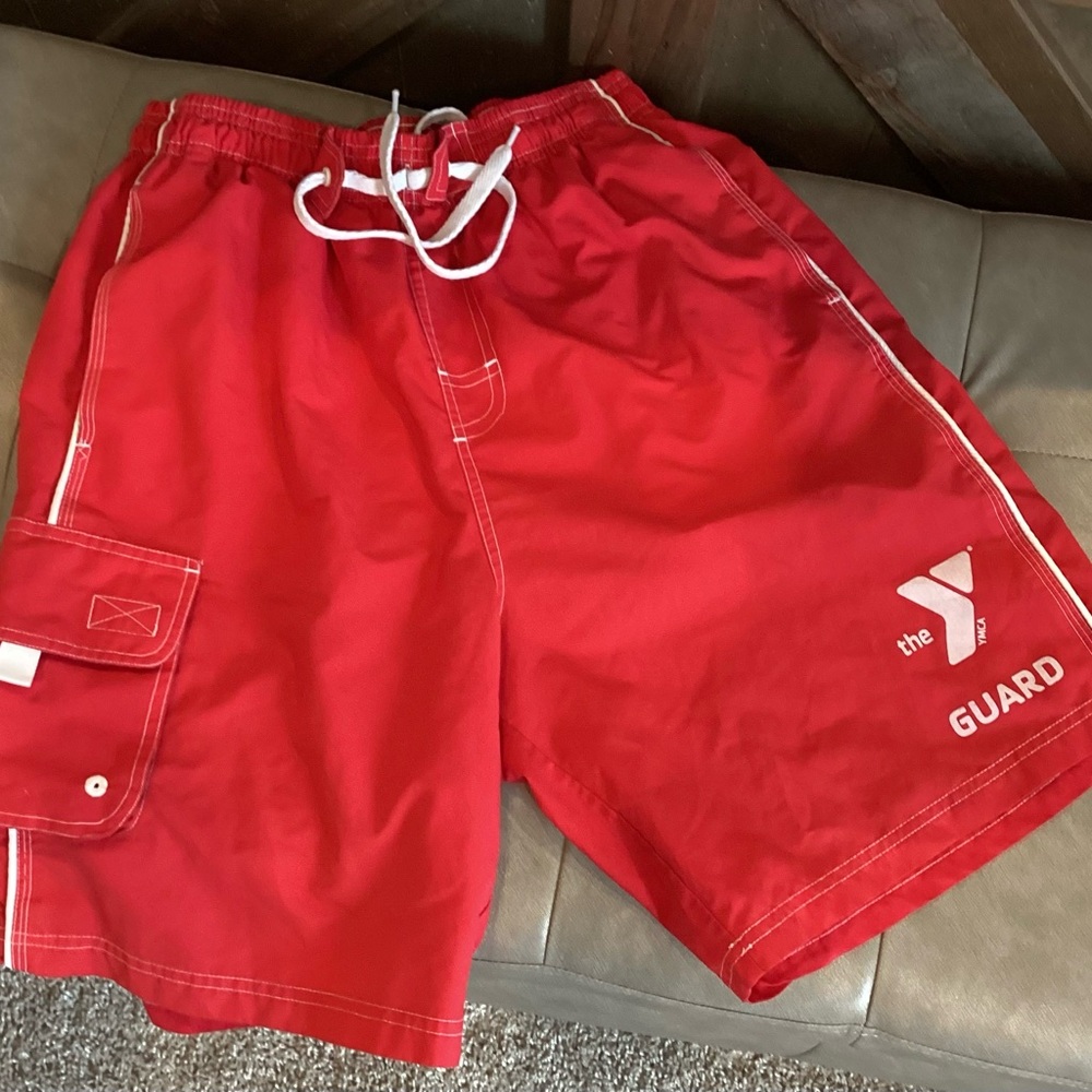 YMCA Red Board Shorts with Quick-Dry Fabric
